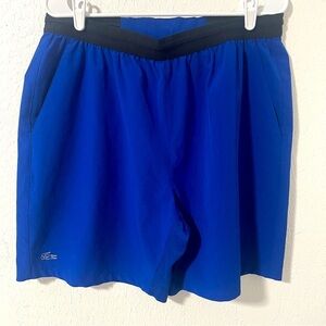 Lacoste Sports Shorts Mens XXL Blue Training Workout Crocodile Logo EUC Athletic
